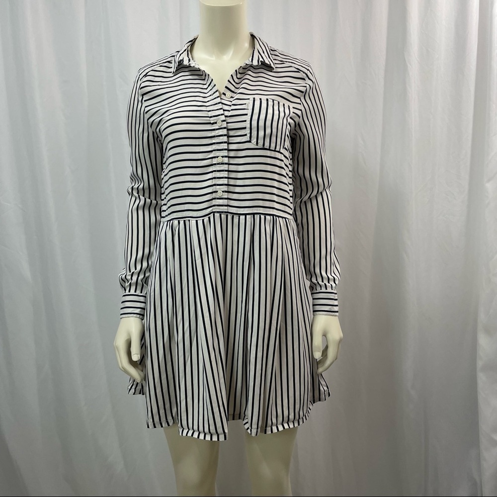 Levi's black and White Striped Long Sleeve Midi Dress Size Small